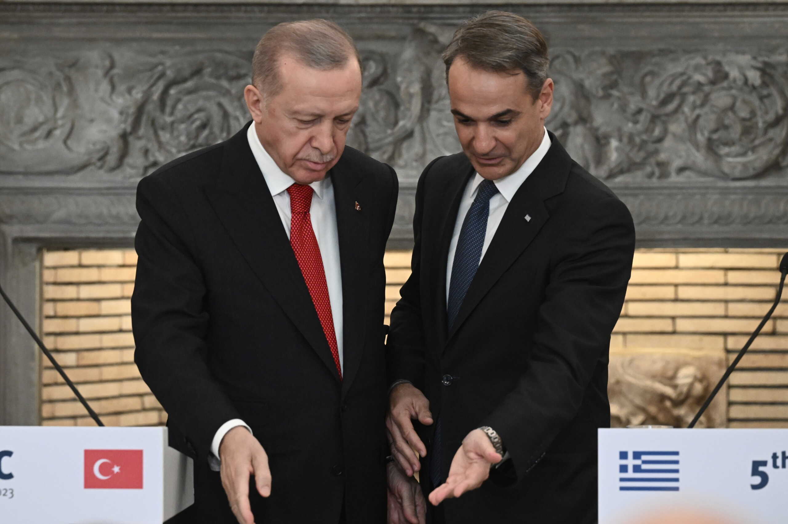 Δηλώσεις του Πρωθυπουργού Κυριάκου Μητσοτάκη και του Προέδρο της Τουρκίας Recep Tayyip Erdogan, μετά την συνάντησή τους στο Μέγαρο Μαξίμου, Πέμπτη 7 Δεκεμβρίου 2023. 
(ΤΑΤΙΑΝΑ ΜΠΟΛΑΡΗ