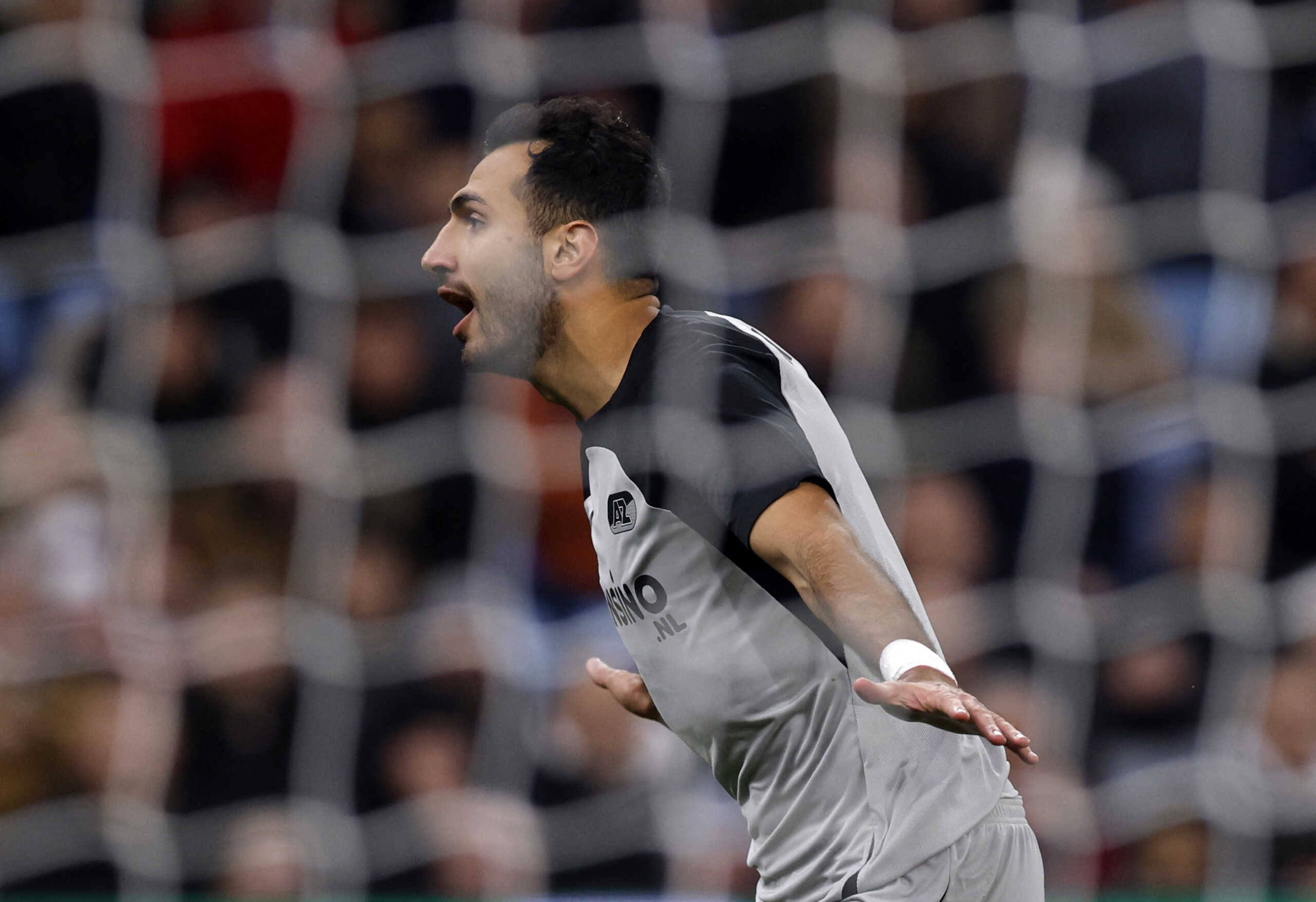 Soccer Football - Europa Conference League - Group E - Aston Villa v AZ Alkmaar - Villa Park, Birmingham, Britain - November 9, 2023 AZ Alkmaar's Vangelis Pavlidis celebrates scoring their first goal Action Images via Reuters
