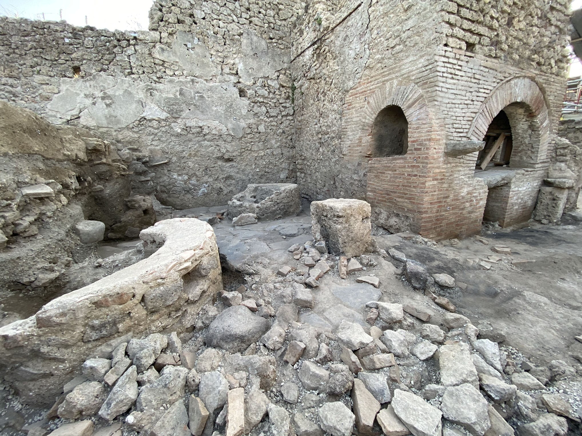A view shows a "bakery-prison" where slaves and donkeys were locked up to grind the grain needed to make bread, in the ancient archeological site of Pompeii, Italy, in this handout photo obtained by Reuters on December 8, 2023.     Parco archeologico di Pompei