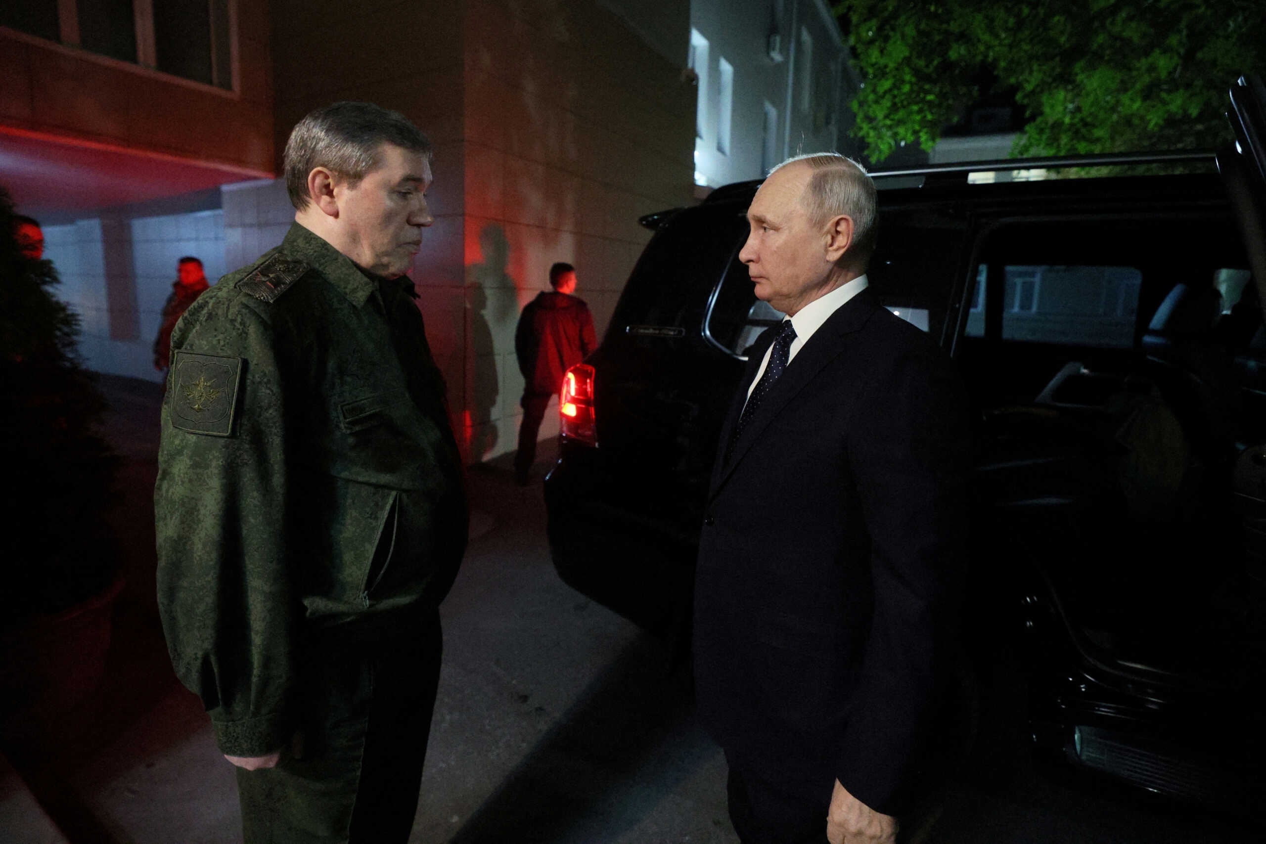 FILE PHOTO: Russian President Vladimir Putin meets with Chief of the General Staff of Russian Armed Forces Valery Gerasimov in the headquarters of the troops involved in the country's military campaign in Ukraine, in Rostov-on-Don, Russia October 19, 2023. Sputnik