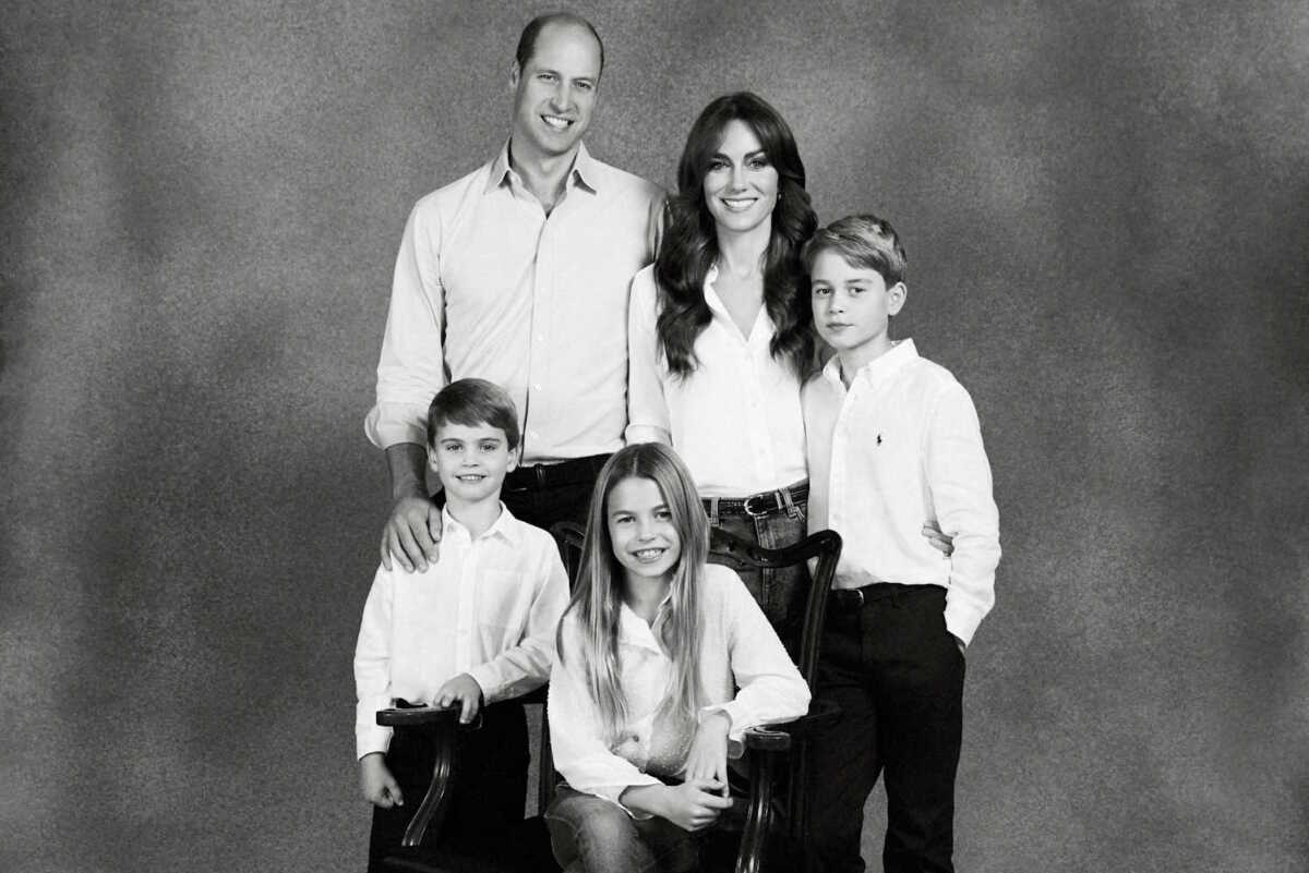 Undated handout photo issued by Kensington Palace of Britain Prince and Princess of Wales with their three children Prince George, Princess Charlotte and Prince Louis. The photograph, which features on their Royal Highnesses' Christmas card this year, was taken by the photographer Josh Shinner earlier this year and shows The Prince and Princess with their three children in Windsor. Issue date: Saturday December 9, 2023. Josh Shinner