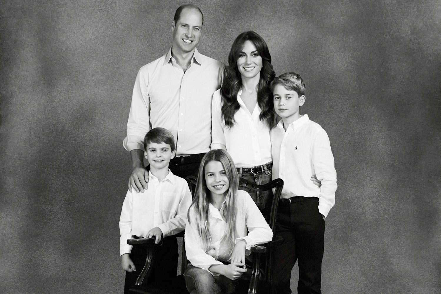 Undated handout photo issued by Kensington Palace of Britain Prince and Princess of Wales with their three children Prince George, Princess Charlotte and Prince Louis. The photograph, which features on their Royal Highnesses' Christmas card this year, was taken by the photographer Josh Shinner earlier this year and shows The Prince and Princess with their three children in Windsor. Issue date: Saturday December 9, 2023. Josh Shinner