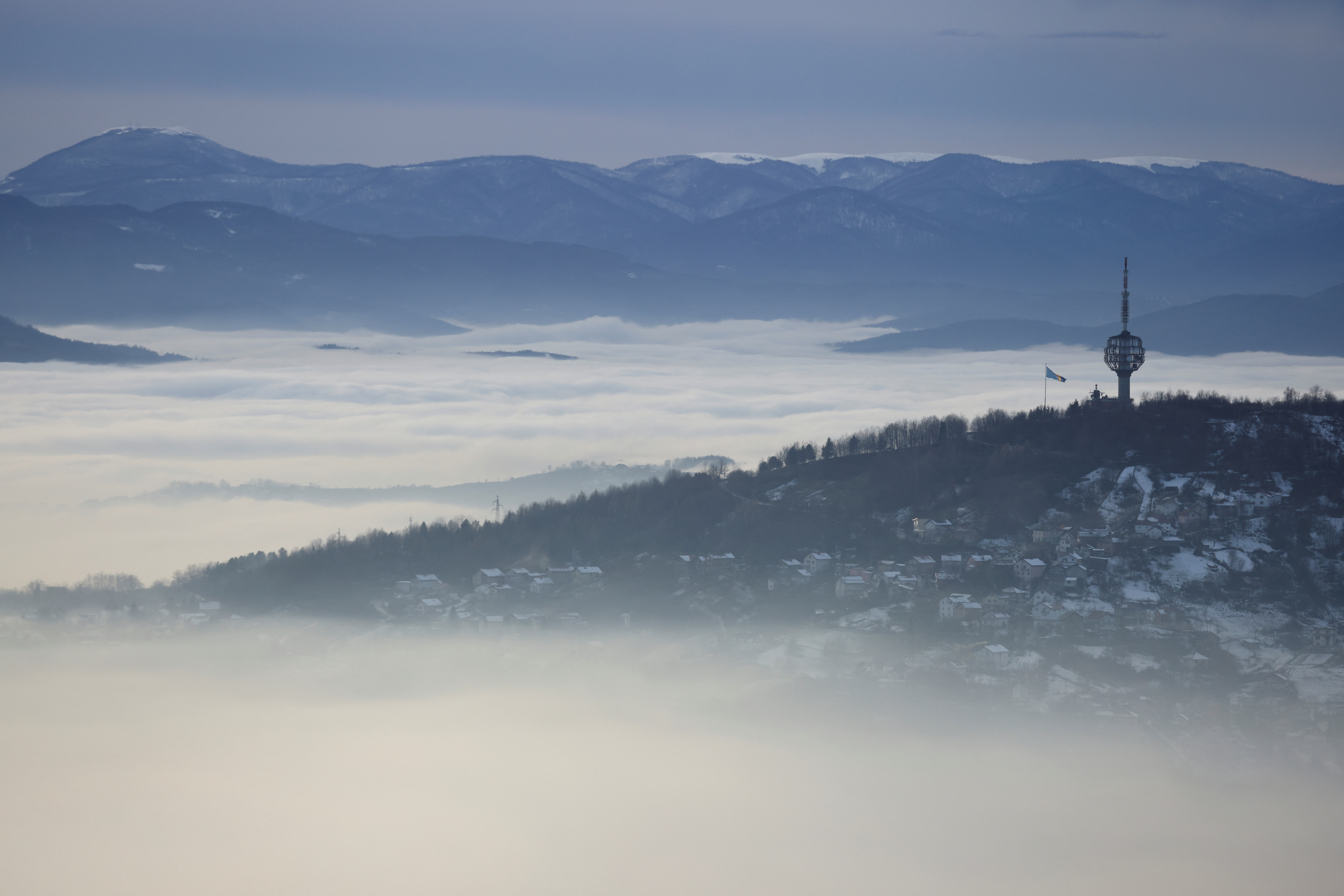 Bosnian capital of Sarajevo is covered with mixture of polluted air and fog, Bosnia and Herzegovina, December 11, 2023. REUTERS