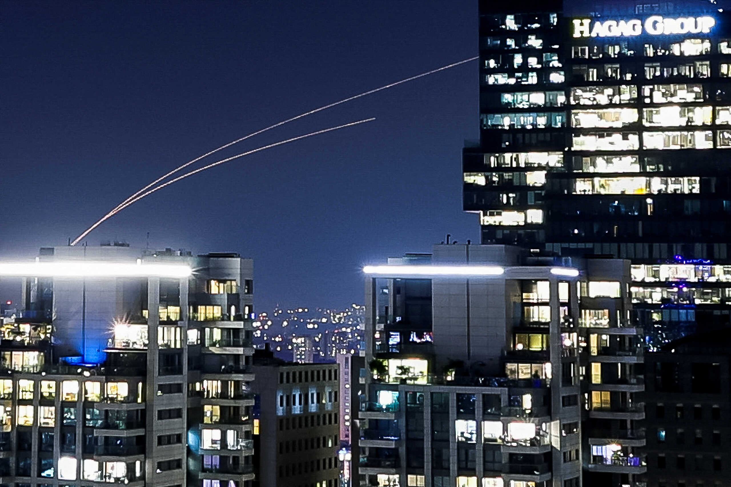 Interceptions on rockets fired from the Gaza Strip fly, after a temporary truce between Israel and the Palestinian Islamist group Hamas expired, as seen from Tel Aviv, Israel, December 1, 2023. REUTERS