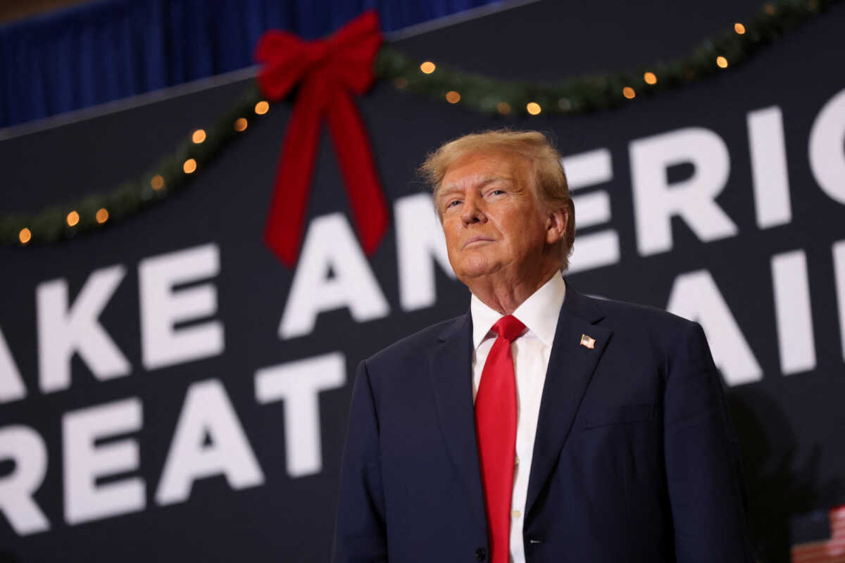 Republican presidential candidate and former U.S. President Donald Trump attends a campaign event in Waterloo, Iowa, U.S. December 19, 2023. REUTERS