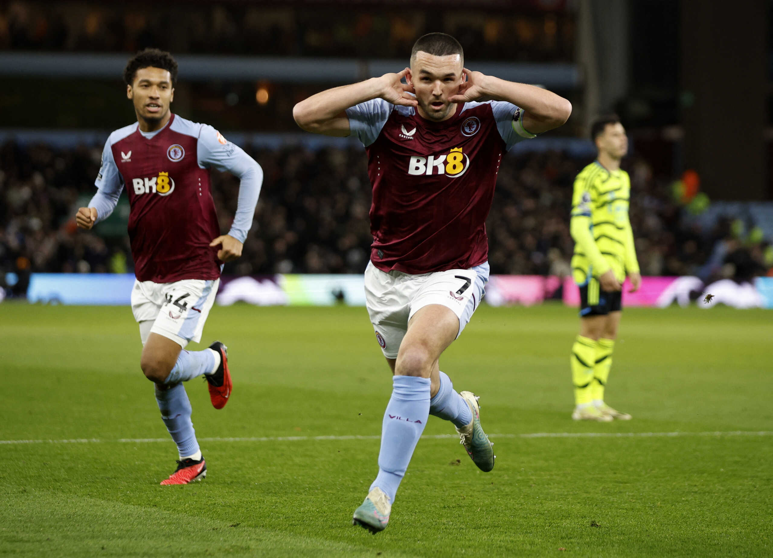 Soccer Football - Premier League - Aston Villa v Arsenal - Villa Park, Birmingham, Britain - December 9, 2023 Aston Villa's John McGinn celebrates scoring their first goal Action Images via Reuters