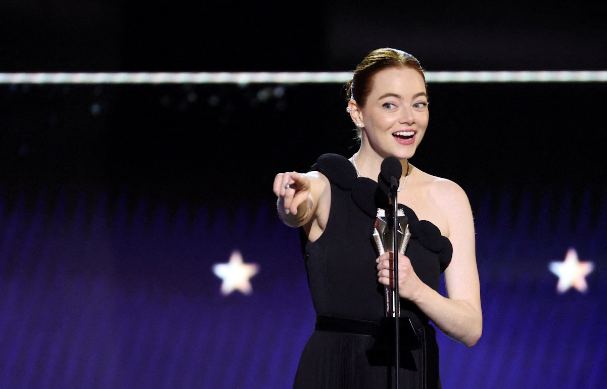 Emma Stone receives the Best Actress Award during the 29th Annual Critics Choice Awards in Santa Monica, California, U.S., January 14, 2024. REUTERS