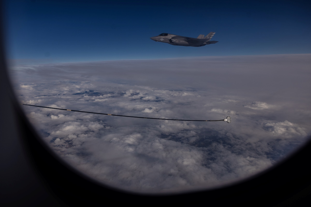 F-35A Lightning II aircraft from the U.S. Air Force refuels during the annual Red Flag military exercise between the United States, Britain and Australia, in Nevada, U.S., January 23, 2024. REUTERS