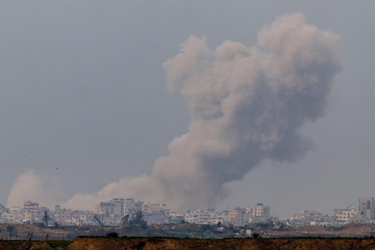 Smoke rises from Gaza, amid the ongoing conflict between Israel and the Palestinian Islamist group Hamas, as seen from southern Israel, January 17, 2024. REUTERS