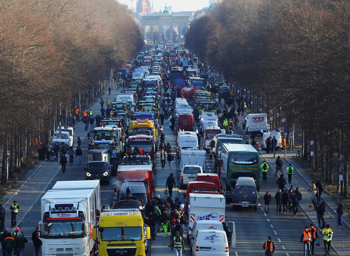 German farmers protest against the cut of vehicle tax subsidies of the so-called German Ampel coalition government in Berlin, Germany January 8, 2024. REUTERS
