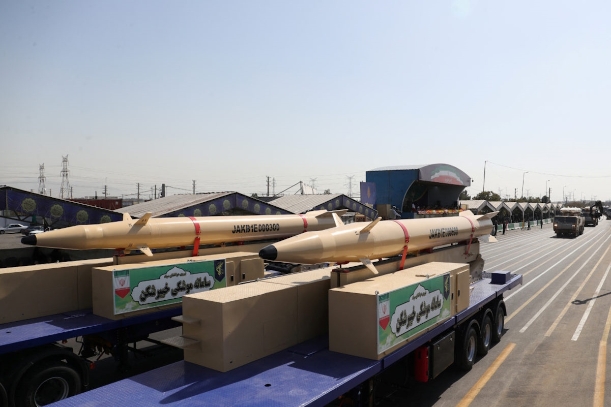 Iranian missiles are seen during the annual military parade in Tehran, Iran, September 22, 2023. Majid Asgaripour