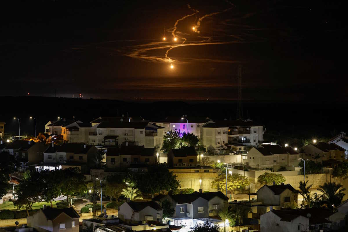 Flares fall over Gaza, amid the ongoing conflict between Israel and the Palestinian Islamist group Hamas, as seen from Sderot, southern Israel, January 8, 2024. REUTERS