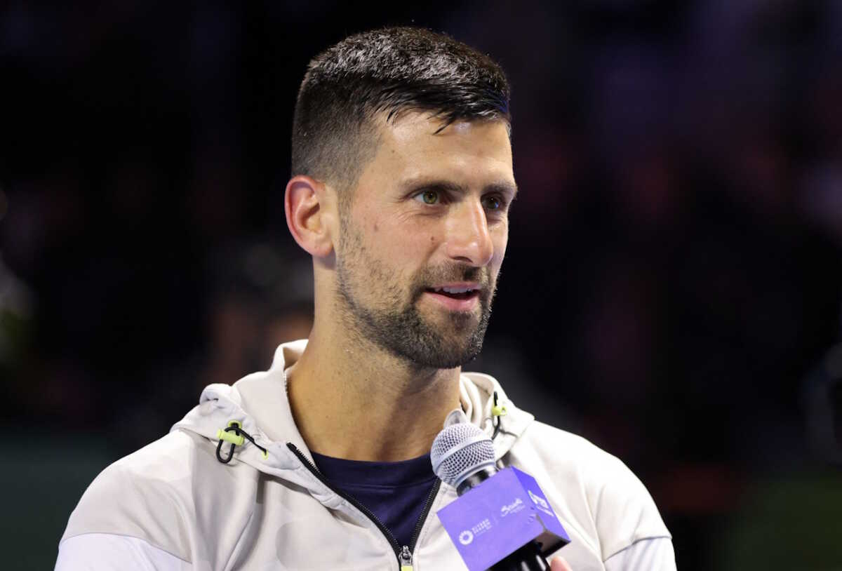 Tennis - Exhibition Match - Novak Djokovic v Carlos Alcaraz - Riyadh, Saudi Arabia - December 27, 2023 Serbia's Novak Djokovic during an interview after the match REUTERS