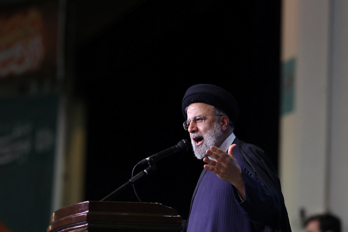 Iranian President Ebrahim Raisi gives a speech during a ceremony to mark the fourth anniversary of the killing of senior Iranian military commander General Qassem Soleimani in a U.S. attack, in Tehran, Iran, January 3, 2024. Majid Asgaripour