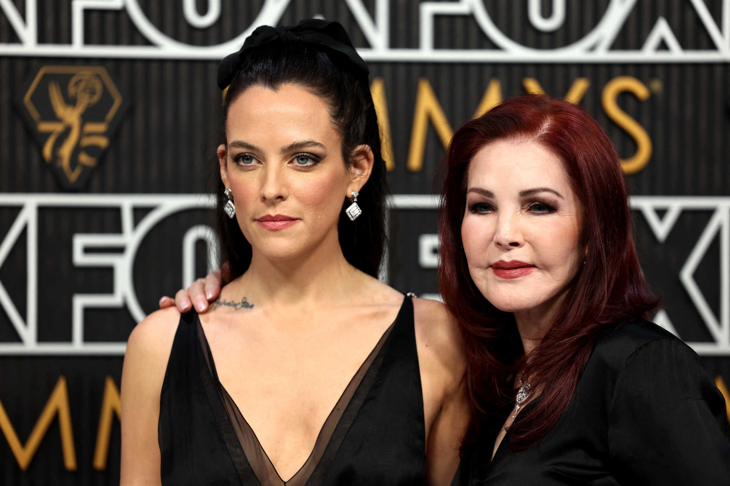 Riley Keough and Lisa Marie Presley attend the 75th Primetime Emmy Awards in Los Angeles, California, U.S. January 15, 2024. REUTERS