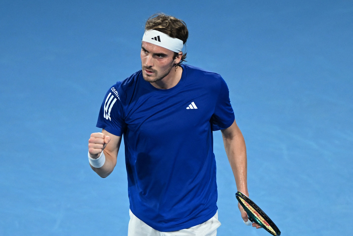 Tennis - United Cup - Ken Rosewall Arena, Sydney, Australia - January 5, 2024 Greece's Stefanos Tsitsipas reacts during his quarterfinal matches against Germany's Alexander Zverev REUTERS