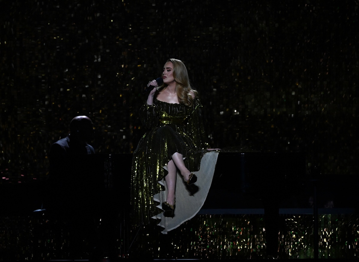 epa09739498 Adele performs during the 42nd Brit Awards ceremony at The O2 Arena in London, Britain, 08 February 2022. The annual pop music awards are presented by the British Phonographic Industry (BPI).  EPA