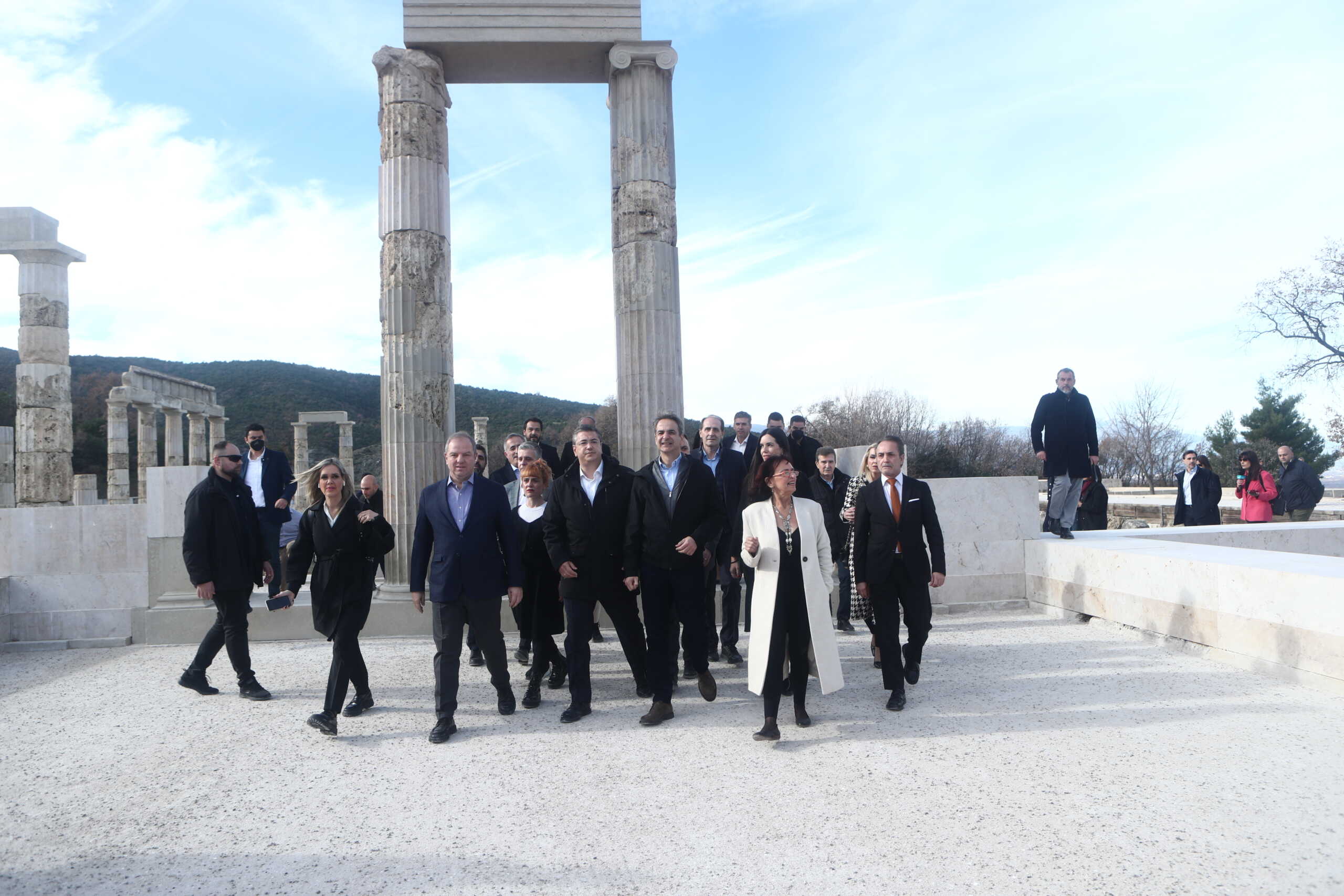 Eγκαίνια του αναστηλωμένου ανακτόρου του Φιλίππου Β', στο Πολυκεντρικό Μουσείο Αιγών, παρουσία του Πρωθυπουργού Κυριάκου Μητσοτάκη, Παρασκευή 5 Ιανουαρίου 2023. 
(ΒΑΣΙΛΗΣ ΒΕΡΒΕΡΙΔΗΣ