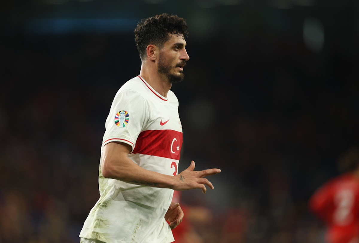 epa10988593 Samet Akaydin of Turkey in action during the UEFA EURO 2024 Group D qualification match between Wales and Turkey in Cardiff, Britain, 21 November 2023.  EPA