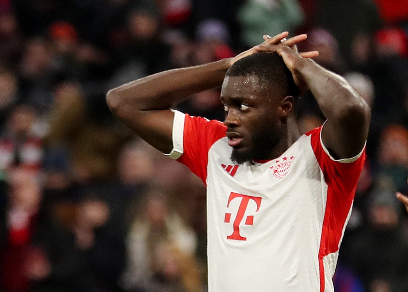 Soccer Football - Bundesliga - Bayern Munich v Werder Bremen - Allianz Arena, Munich, Germany - January 21, 2024 Bayern Munich's Dayot Upamecano reacts REUTERS