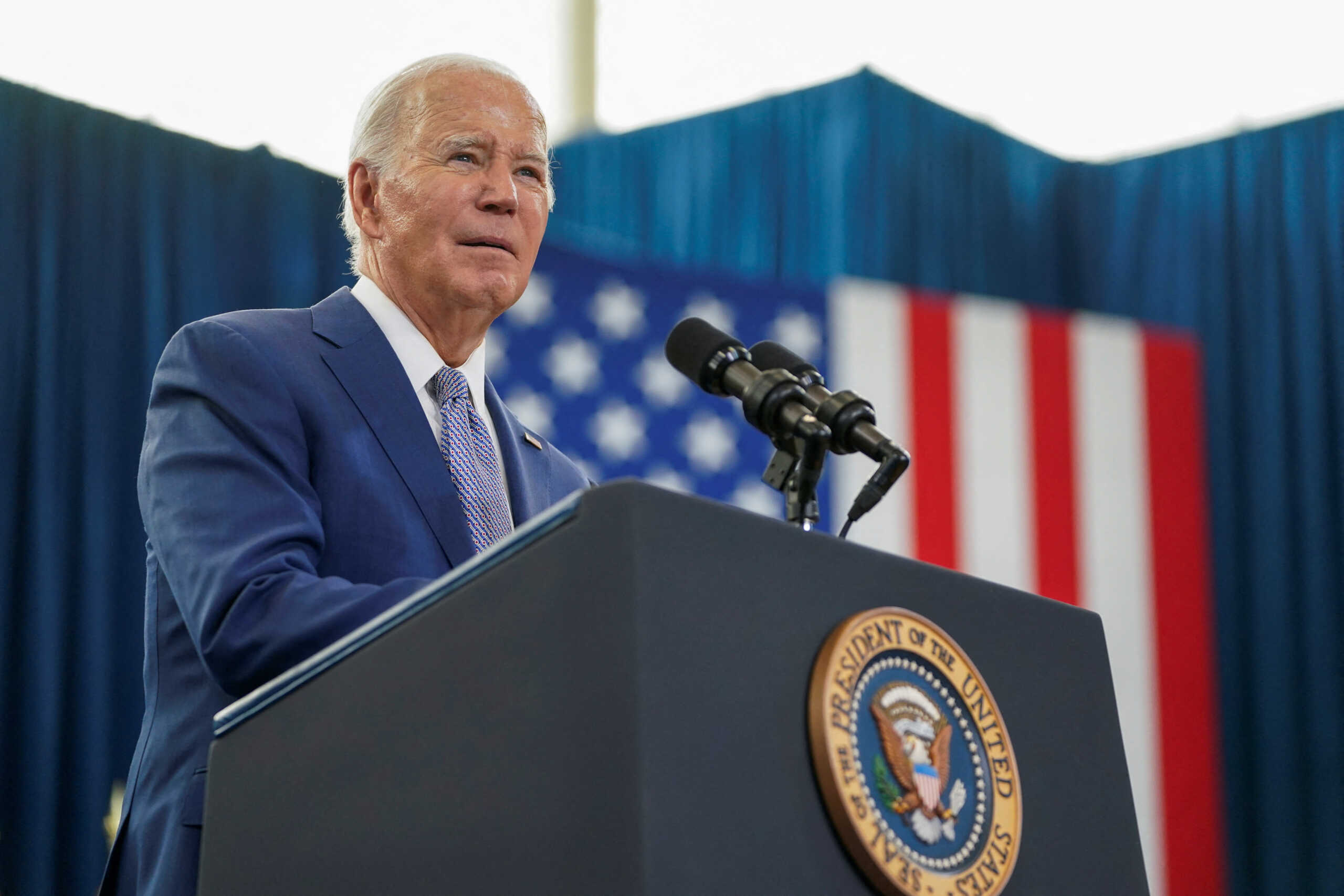 U.S. President Joe Biden delivers remarks on his economic plan during a visit to Abbotts Creek Community Center in Raleigh, North Carolina, U.S., January 18, 2024. REUTERS