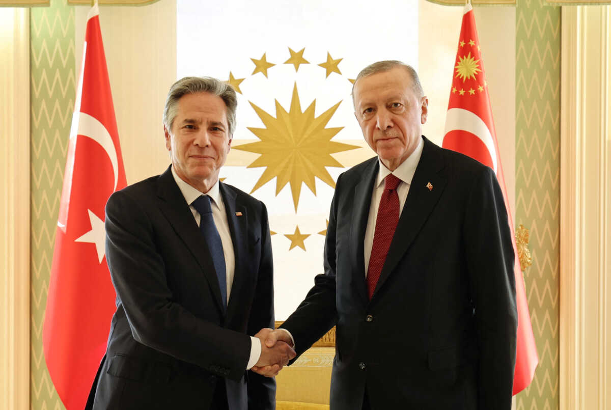 Turkish President Tayyip Erdogan meets with U.S. Secretary of State Antony Blinken in Istanbul, Turkey January 6, 2024. Murat Cetinmuhurdar