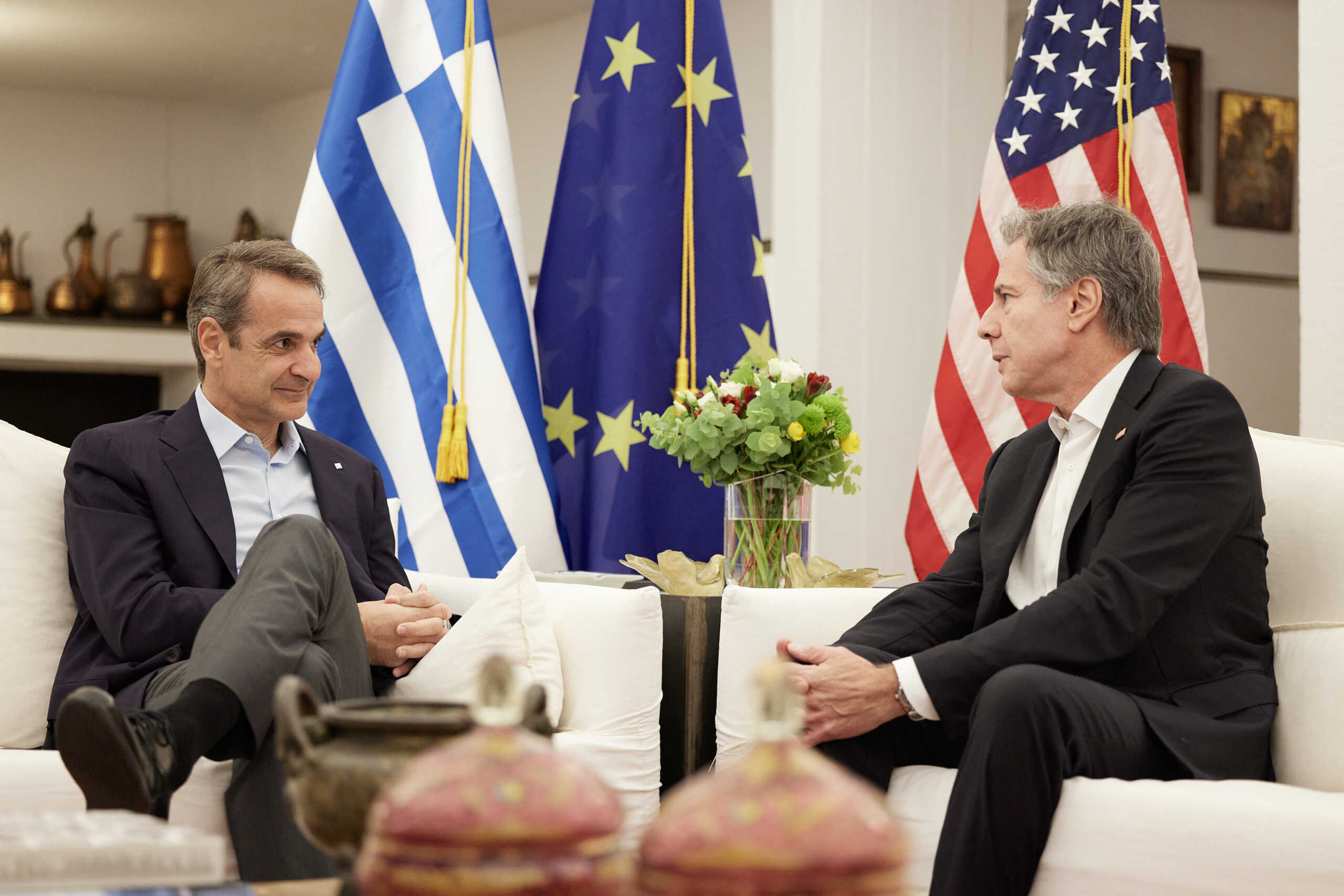 ΧΑΝΙΑ ΣΥΝΑΝΤΗΣΗ ΤΟΥ ΠΡΩΘΥΠΟΥΡΓΟΥ ΚΥΡ. ΜΗΤΣΟΤΑΚΗ ΜΕ ΤΟΝ ΥΠΕΞ ΤΩΝ ΗΠΑ Α. ΜΠΛΙΝΚΕΝ (ΓΡΑΦΕΙΟ ΤΥΠΟΥ ΠΡΩΘΥΠΟΥΡΓΟΥ ΔΗΜΗΤΡΗΣ ΠΑΠΑΜΗΤΣΟΣ