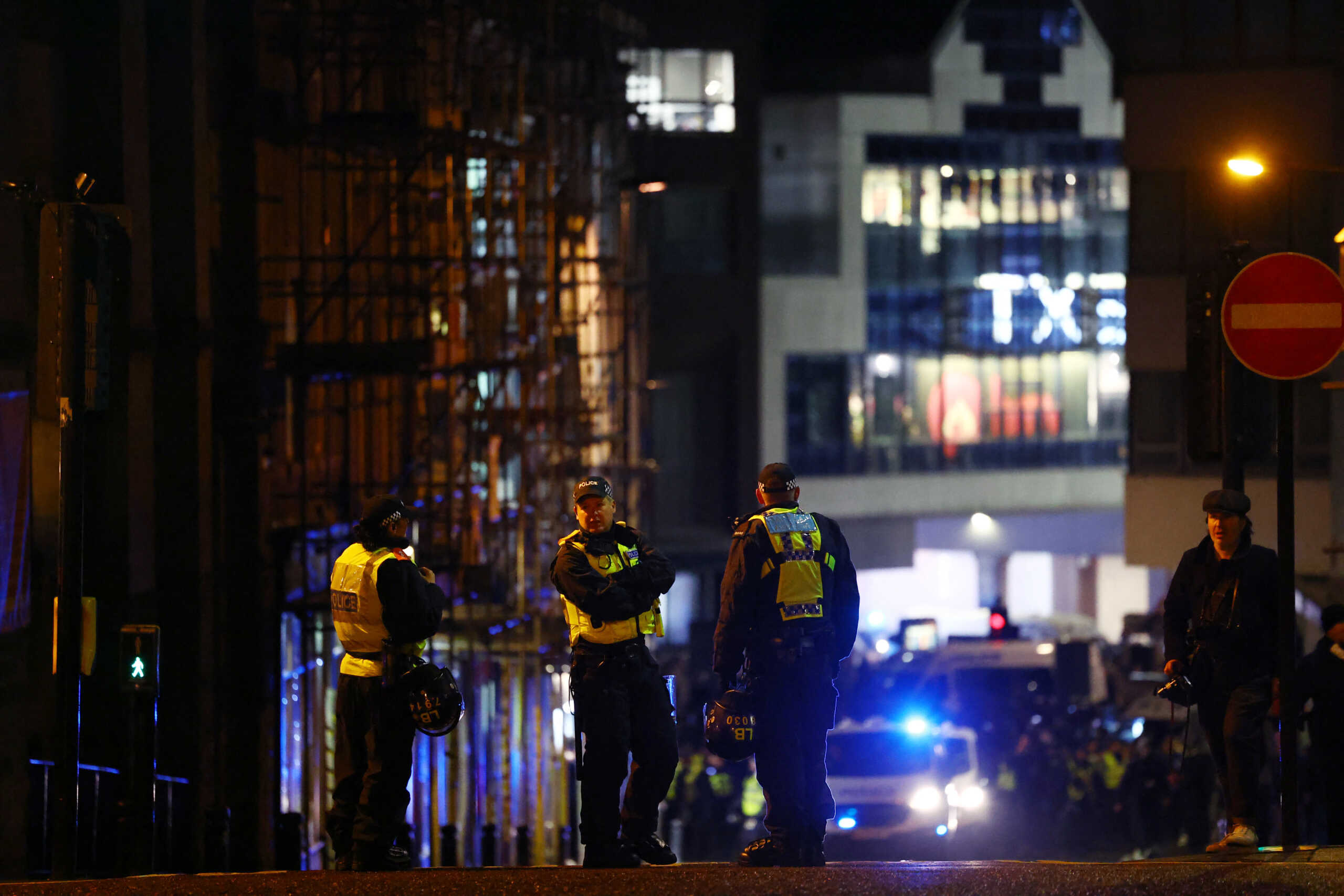 Soccer Football - Champions League - Group F - Newcastle United v AC Milan - St James Park, Newcastle, Britain - December 13, 2023 Police officers are seen outside the stadium before the match REUTERS