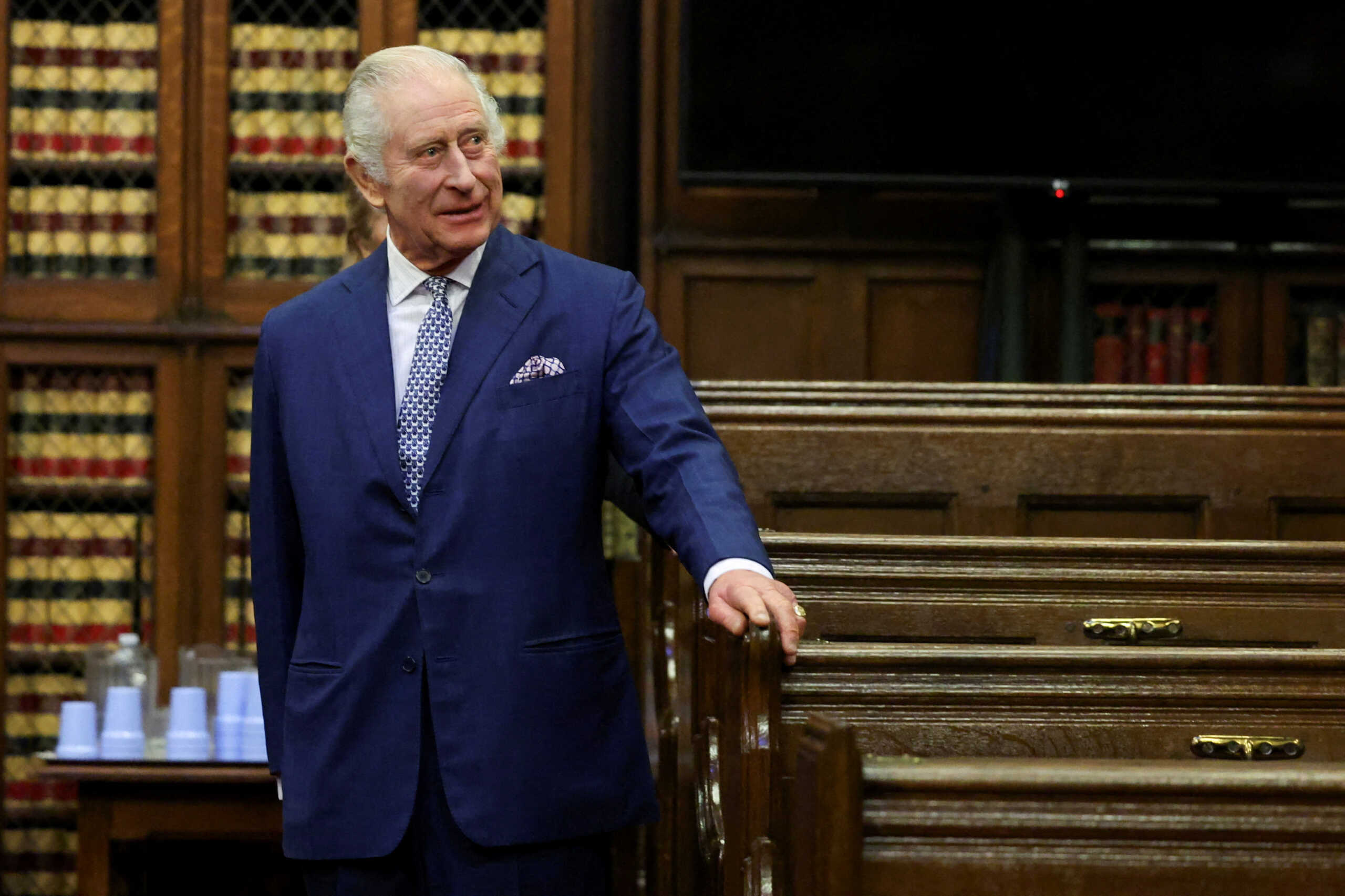 FILE PHOTO: Britain's King Charles visits the Royal Courts of Justice in London, Britain, December 14, 2023. REUTERS