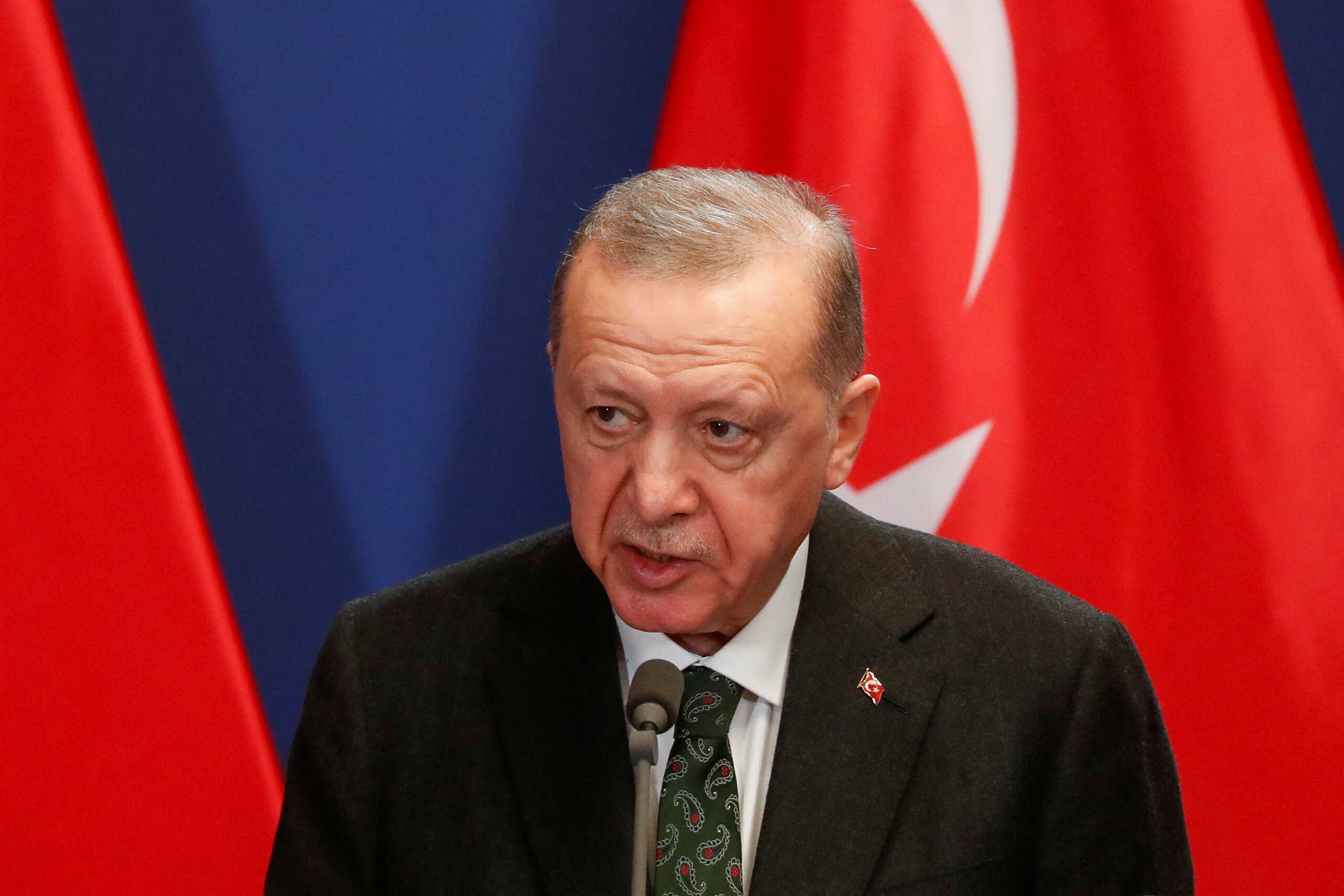 Turkish President Recep Tayyip Erdogan delivers statements, in Budapest, Hungary, December 18, 2023. REUTERS