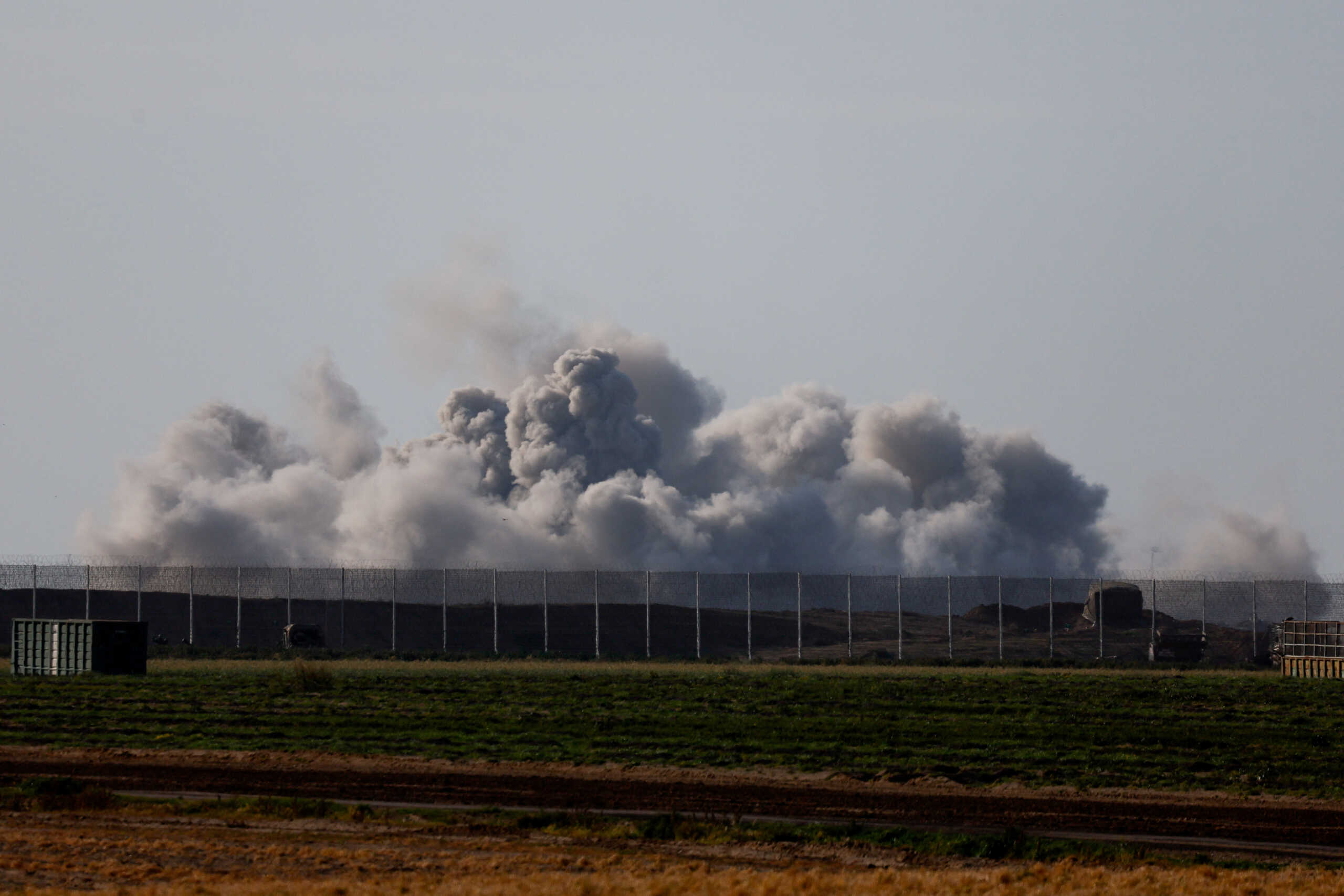 Smoke rises during an explosion in Gaza, amid the ongoing conflict between Israel and the Palestinian Islamist group Hamas, as seen from Israel, January 24, 2024. REUTERS