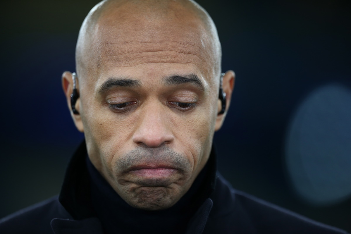 epa10522825 Thierry Henry, former French soccer player, reacts ahead of the UEFA Champions League Round of 16, 2nd leg match between Manchester City and RB Leipzig in Manchester, Britain, 14 March 2023.  EPA