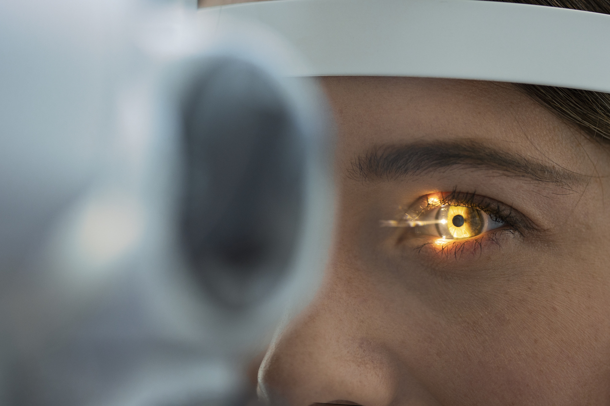 Doctor and patient in ophthalmology clinic