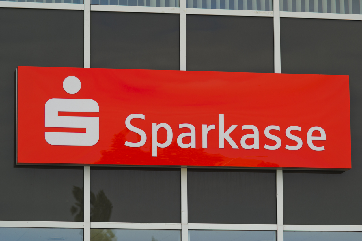 Eisenhuettenstadt, Germany - June 21, 2011: Sign of Sparkasse. Sparkasse is a public sector financial institutions. The first Sparkasse was founded in 1778 in Hamburg.