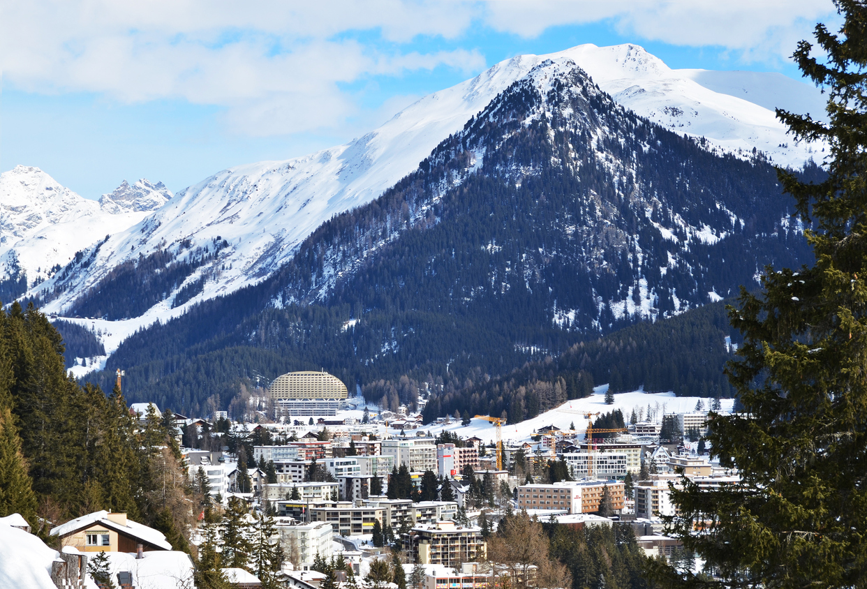 Winter view of Davos, famous Swiss skiing resortWinter view of Davos, famous Swiss skiing resort