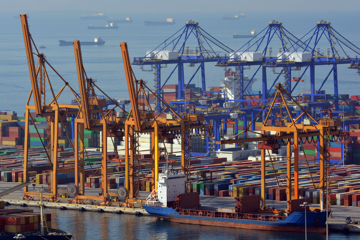 Cargo terminal of Keratsini in Pireaus harbor - Greece.