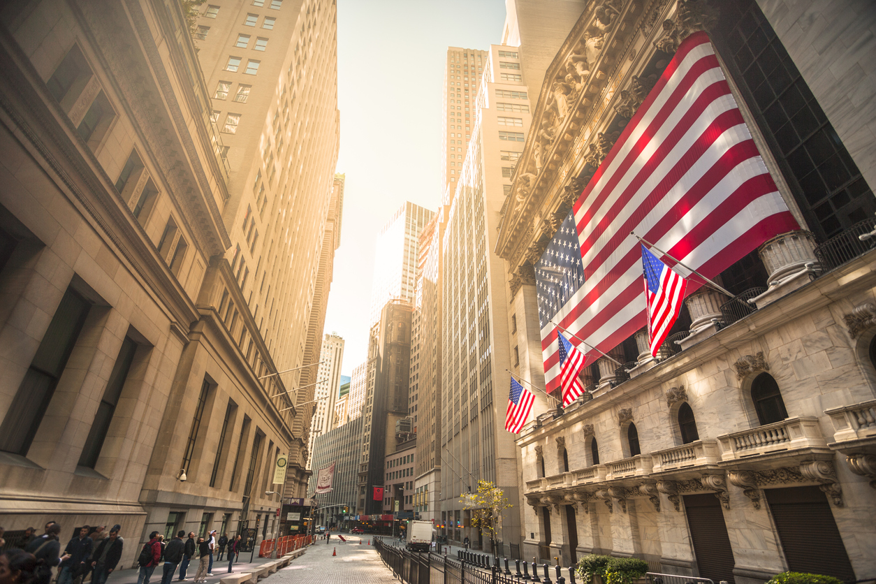 New York, USA - October 26, 2008: The New York Stock Exchange building on Wall Street in Manhattan.