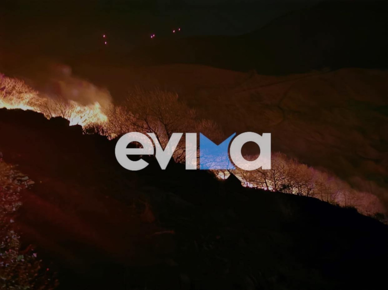 Εύβοια: Μεγάλη η φωτιά στην Κάρυστο, καίει σε δασική έκταση