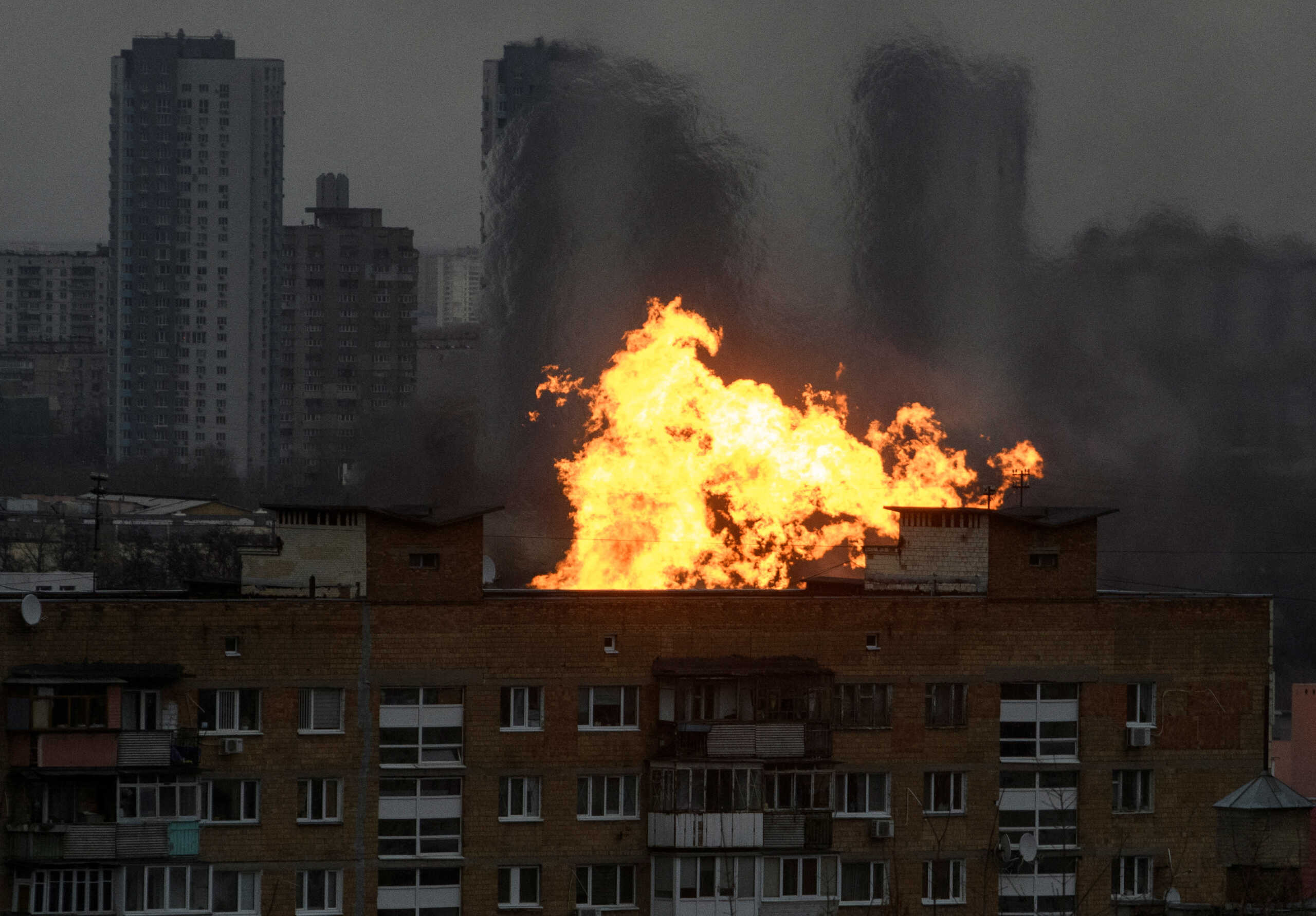 An explosion is seen after a Russian missile strike, amid Russia's attack on Ukraine, in Kyiv, Ukraine  January 2, 2024. REUTERS