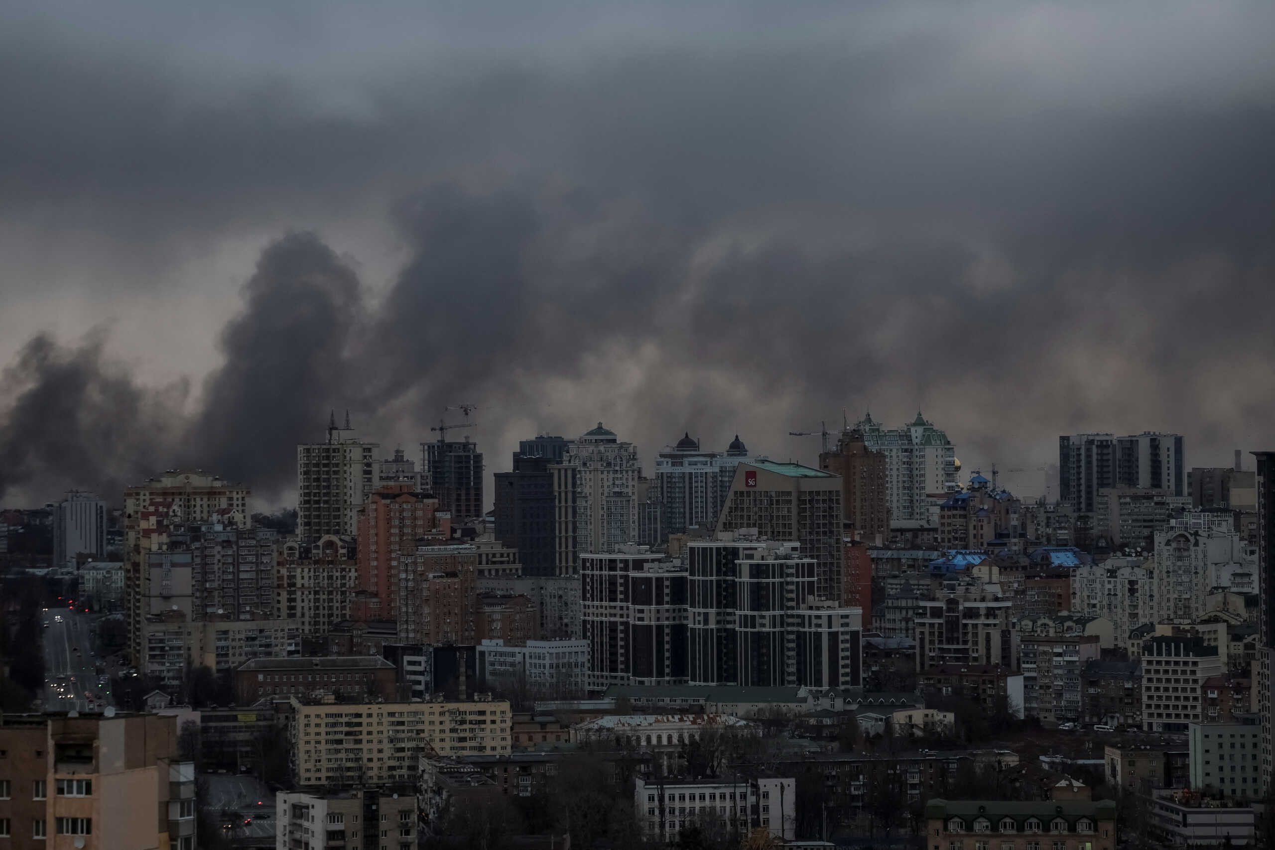 Smoke rises in the sky over the city after a Russian missile and drone strike, amid Russia's attack on Ukraine, in Kyiv, Ukraine January 2, 2024. REUTERS