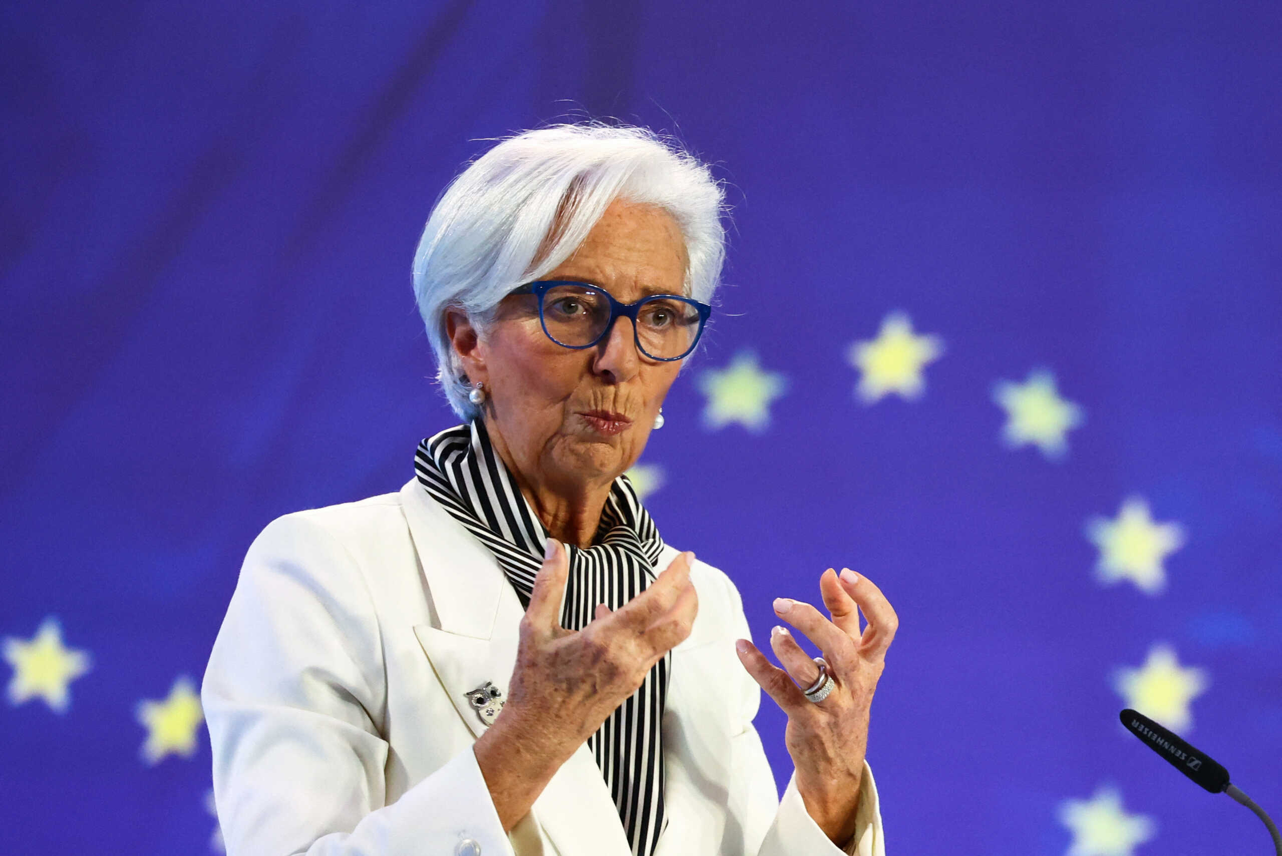 European Central Bank (ECB) President Christine Lagarde speaks to reporters following the Governing Council's monetary policy meeting at the ECB headquarters in Frankfurt, Germany, January 25, 2024.   REUTERS