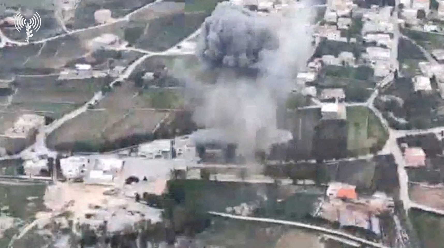 Smoke rises following a strike by Israeli military fighter jets on what the Israeli military says are Hezbollah targets in a location given as the area of Yaroun in Lebanon, amid the ongoing cross-border hostilities between Hezbollah and Israeli forces, in this screengrab taken from a video released on January 2, 2024. Israel Defense Forces