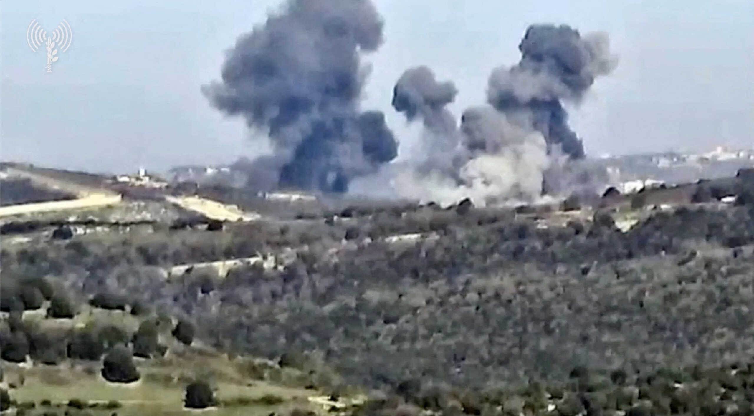 Smoke rises following what the Israeli armed forces say was an air strike on Hezbollah targets at a location given as Lebanon, in this screen grab obtained from a video released on January 8, 2024. Israel Defense Forces