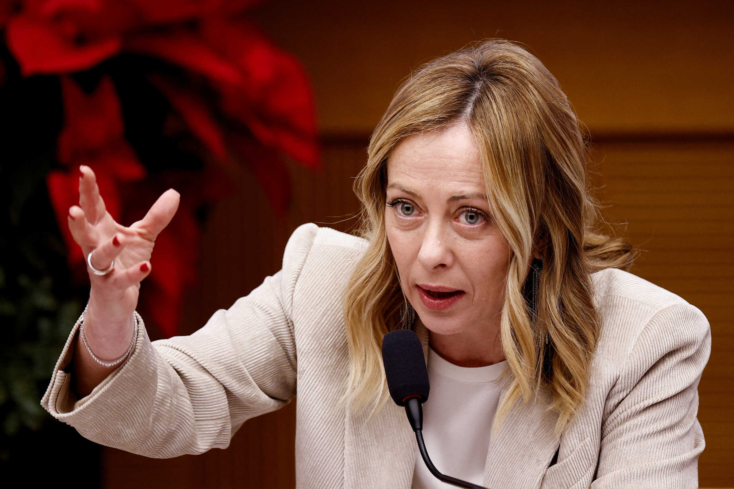 Italy's Prime Minister Giorgia Meloni holds her end-of-year press conference in Rome, Italy, January 4, 2024. REUTERS