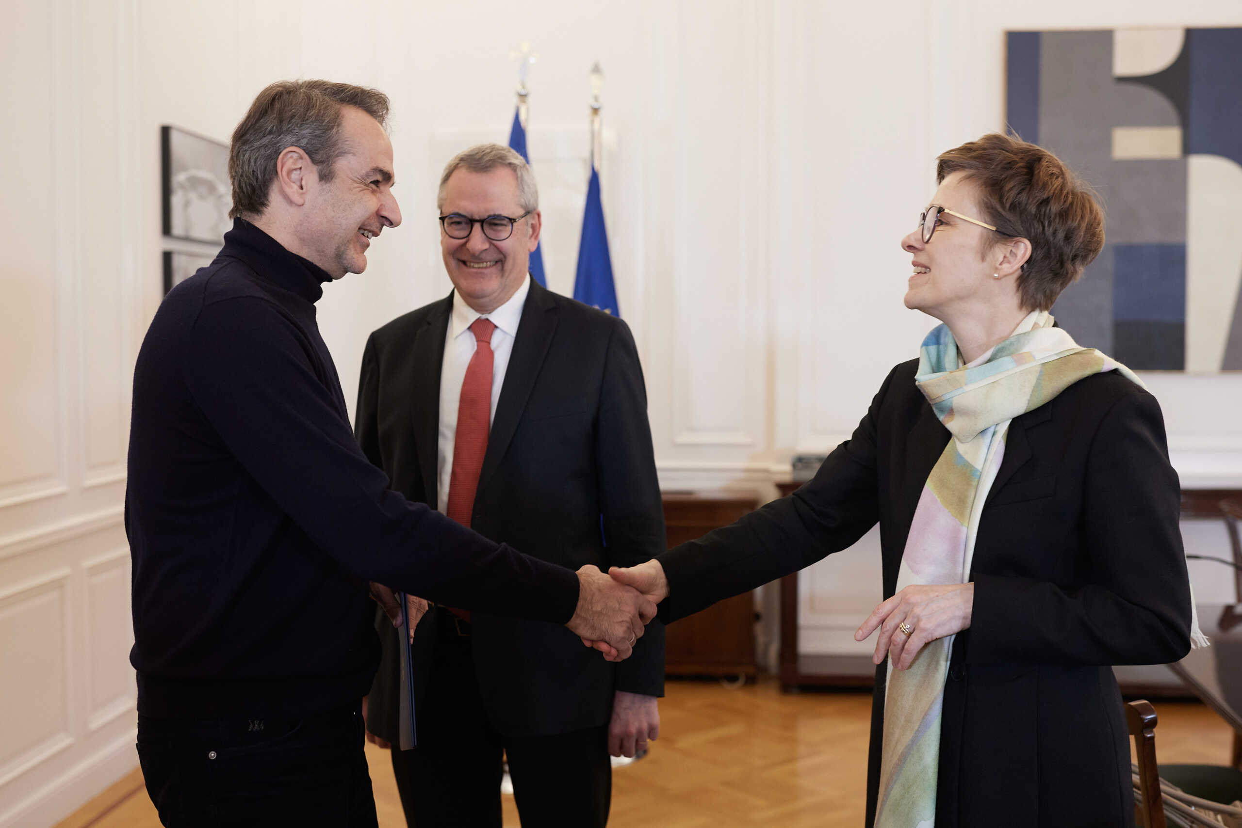 Συνάντηση του Πρωθυπουργού Κυριάκου Μητσοτάκη με Claudia Buch και Dominique Laboureix, Παρασκευή 12 Ιανουαρίου 2024. 
(ΔΗΜΗΤΡΗΣ ΠΑΠΑΜΗΤΣΟΣ
(ΔΗΜΗΤΡΗΣ ΠΑΠΑΜΗΤΣΟΣ