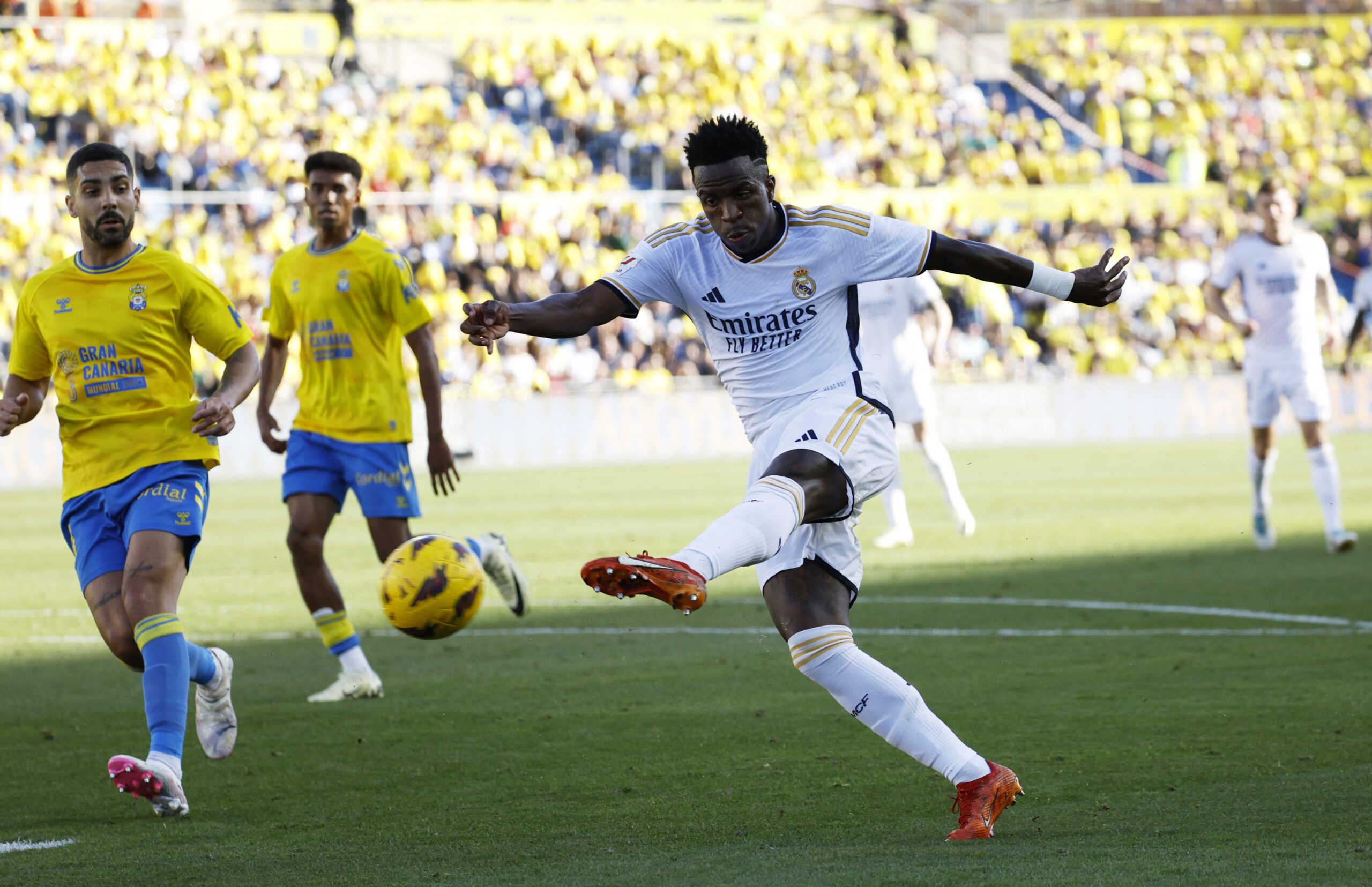 Soccer Football - LaLiga - Las Palmas v Real Madrid - Estadio Gran Canaria, Las Palmas, Spain - January 27, 2024 Real Madrid's Vinicius Junior scores their first goal REUTERS