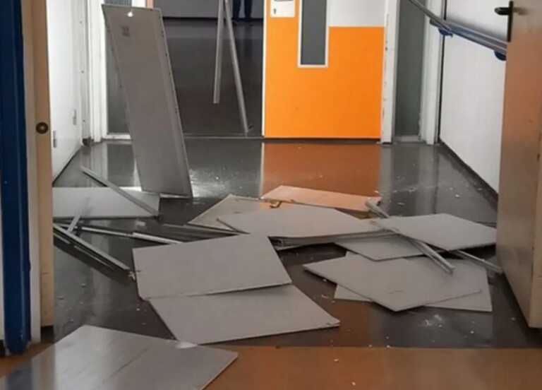 Κατέρρευσε τμήμα της οροφής στο νοσοκομείο του Ρίου στην Πάτρα - Ξεκόλλησαν αλουμινένια στηρίγματα