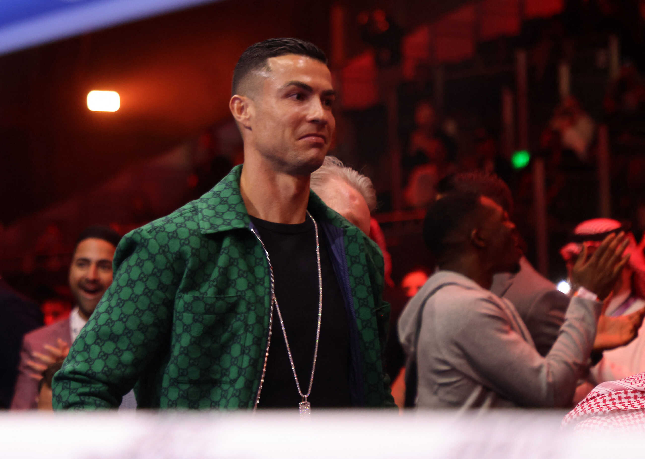 Boxing - Anthony Joshua v Otto Wallin - Kingdom Arena, Riyadh, Saudi Arabia - December 23, 2023 Cristiano Ronaldo is seen in the stands before the fight REUTERS