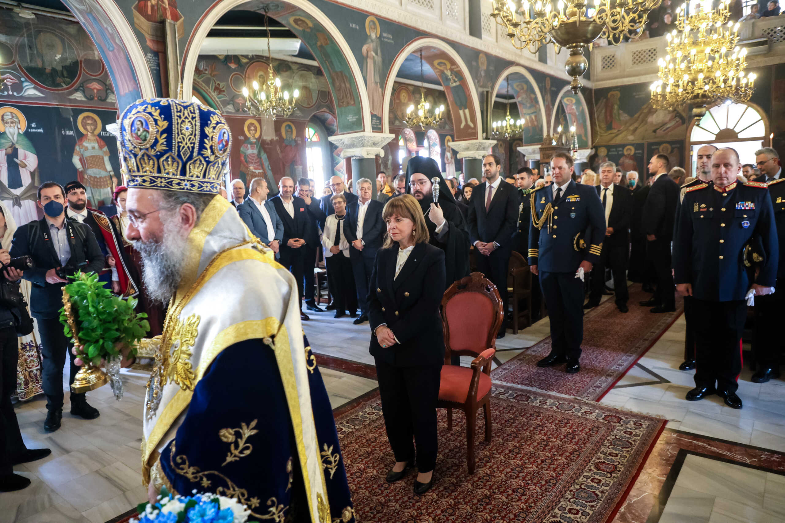 Η Πρόεδρος της δημοκρατίας Κατερίνα Σακελλαροπούλου στο Ρέθυμνο για την τελετή Αγιασμού των Υδάτων για τον εορτασμό των Θεοφανείων. Σάββατο 6 Ιανουαρίου 2024  (ΣΤΕΦΑΝΟΣ ΡΑΠΑΝΗΣ
