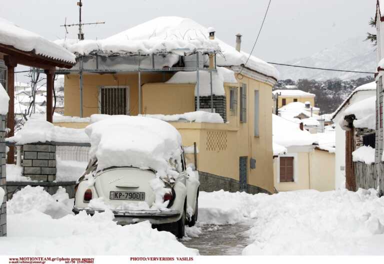 Βαρυχειμωνιά στα ορεινά των Σερρών με πυκνό χιόνι και απότομη πτώση της θερμοκρασίας